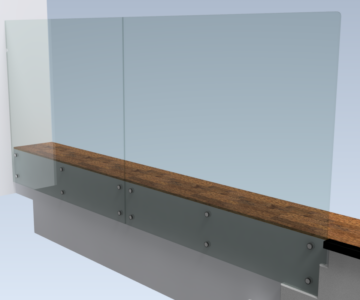 3D модель Стеклянное ограждение в проем 1100х3194 мм