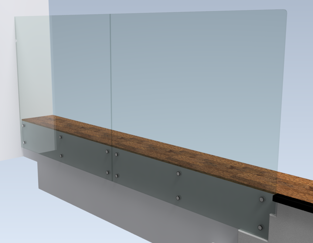 3D модель Стеклянное ограждение в проем 1100х3194 мм