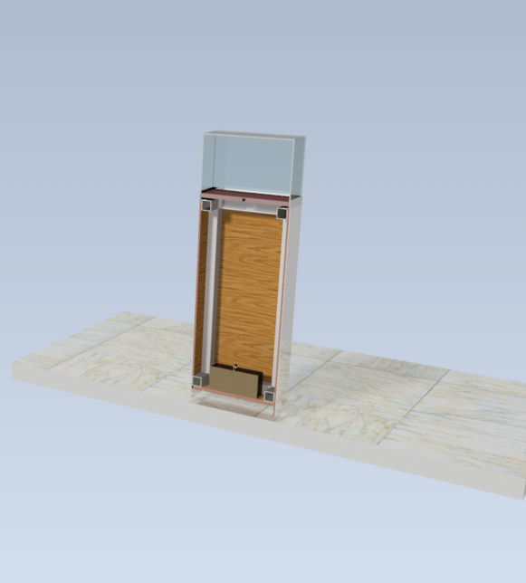 Чертеж Зеркальная тумба 450х450х1333 мм со стеклянным куполом