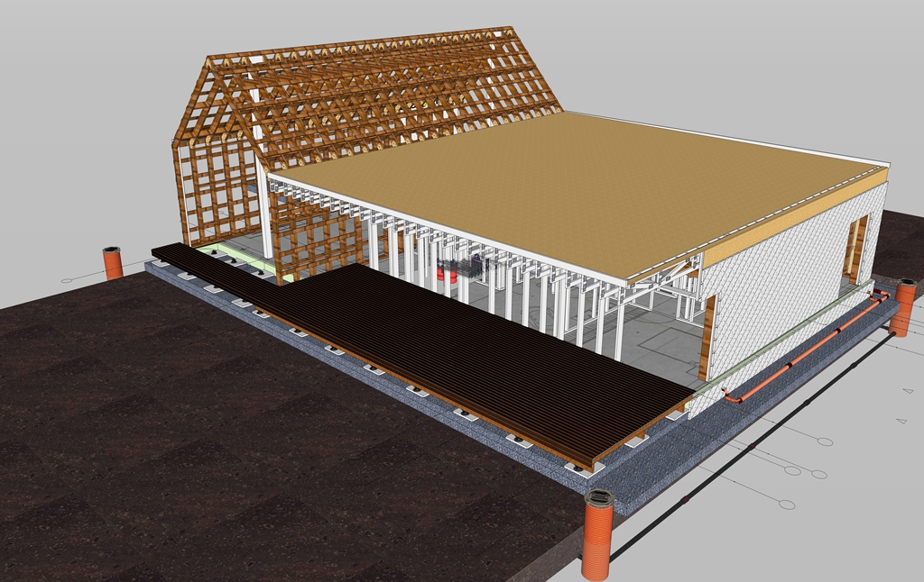 3D модель Каркас бархаюса с прямой крышей