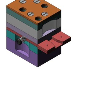 3D модель Штамп вырубной для  детали с размерами 10х21 и пробивки отверстия ф 2 мм