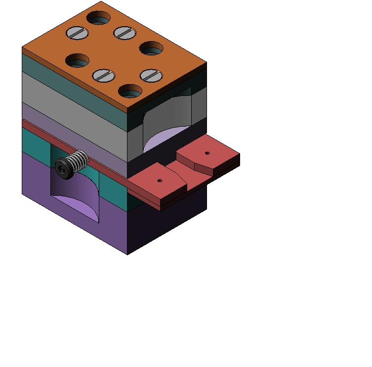 3D модель Штамп вырубной для  детали с размерами 10х21 и пробивки отверстия ф 2 мм