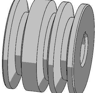 3D модель Шкив 3-х ручейковый с посадочным диаметром 25 мм