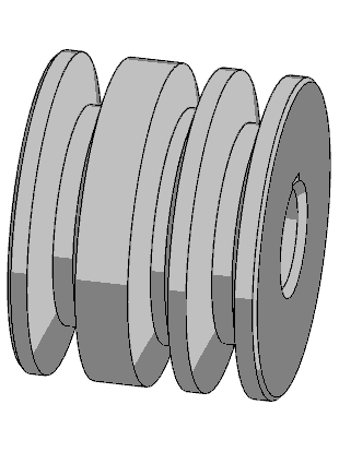 3D модель Шкив 3-х ручейковый с посадочным диаметром 25 мм