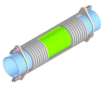 3D модель Сильфонный компенсатор сдвигово-осевой двухсекционный 2ST-03 под приварку