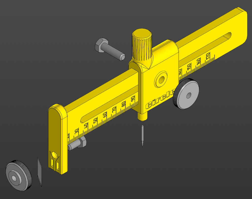 3D модель Нож-циркуль (балетка) под лезвия 4мм 30°