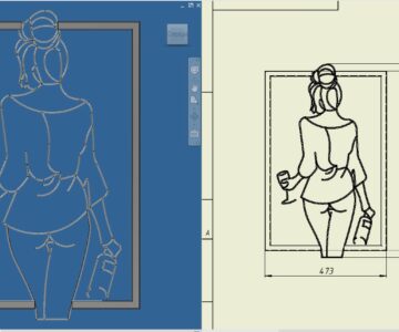 Чертеж Картина "дама с бутылкой"