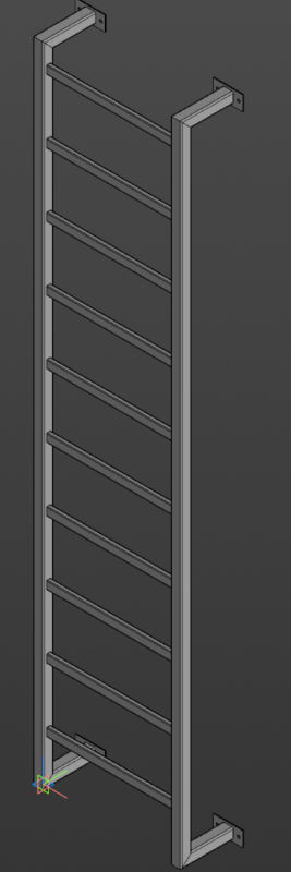 3D модель Навесная лестница из профильной трубы