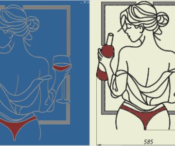 Чертеж Картина в стиле лофт "дама в бикини"