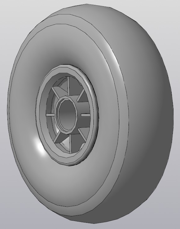 3D модель Колесо пневматическое для грузовых тележек диаметр 255мм
