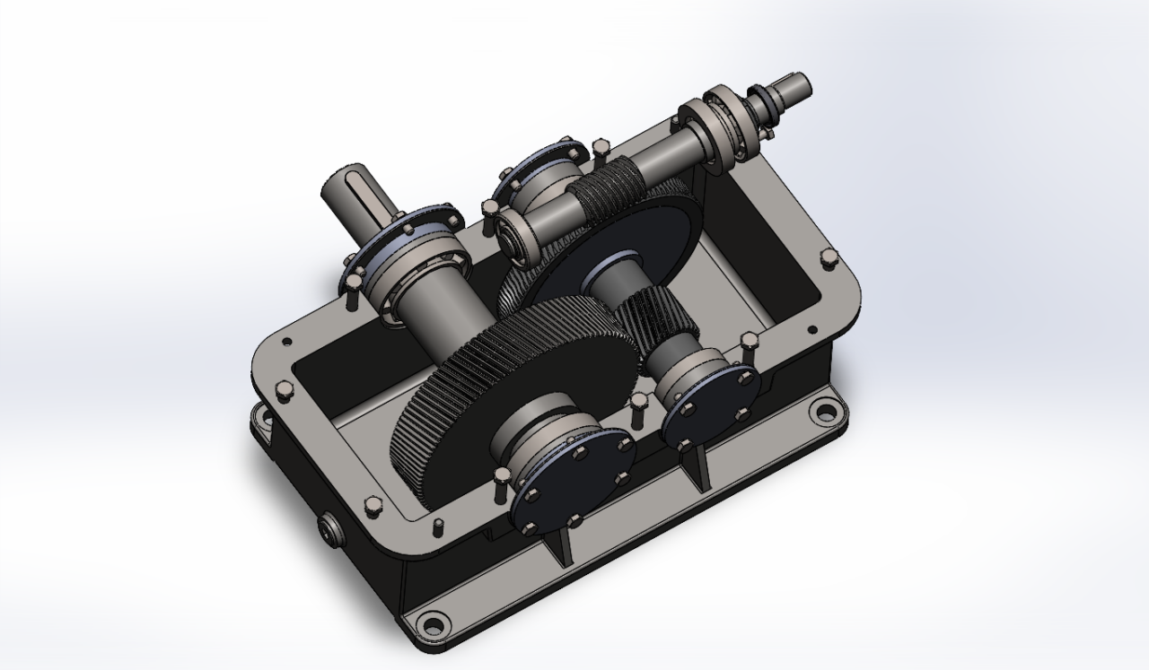 3D модель 3D модель двухступенчатого червячно-цилиндрического редуктора i=95.3.