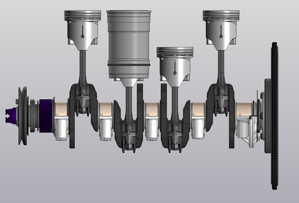 3D модель 3д-модель кривошипно-шатунного механизма двигателя КШМ ЗМЗ-21