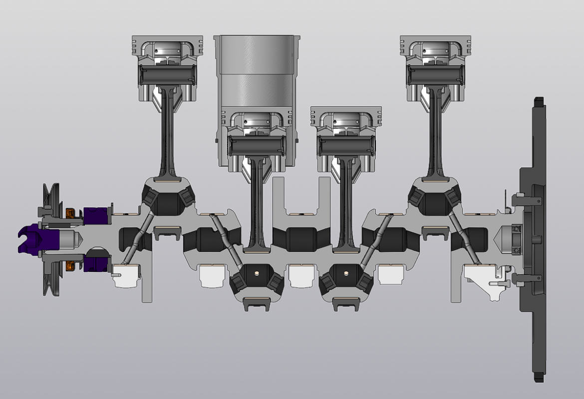 3D модель 3д-модель кривошипно-шатунного механизма двигателя КШМ ЗМЗ-21