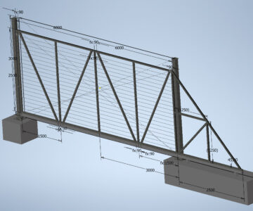 3D модель Откатные ворота 6м