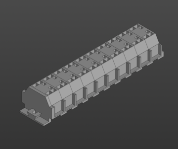 3D модель Клемма WAGO 262-210 с торцевой крышкой, соответствует реальному размеру.