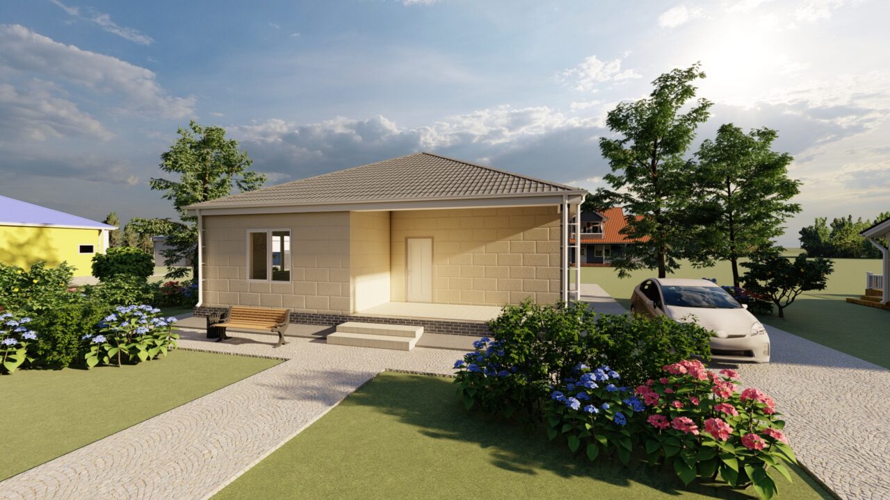 3D модель Эскиз и 3д модель дачного дома 130м2