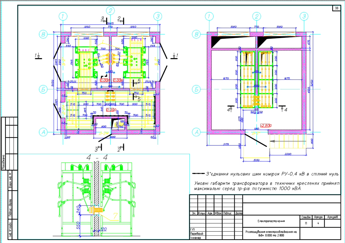 Чертеж Трансформаторная подстанция ТП 10/0,4 кВ
