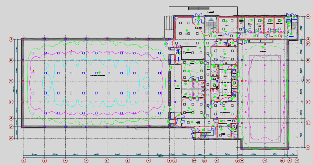 Чертеж Электроснабжение спортивной постройки с басейном