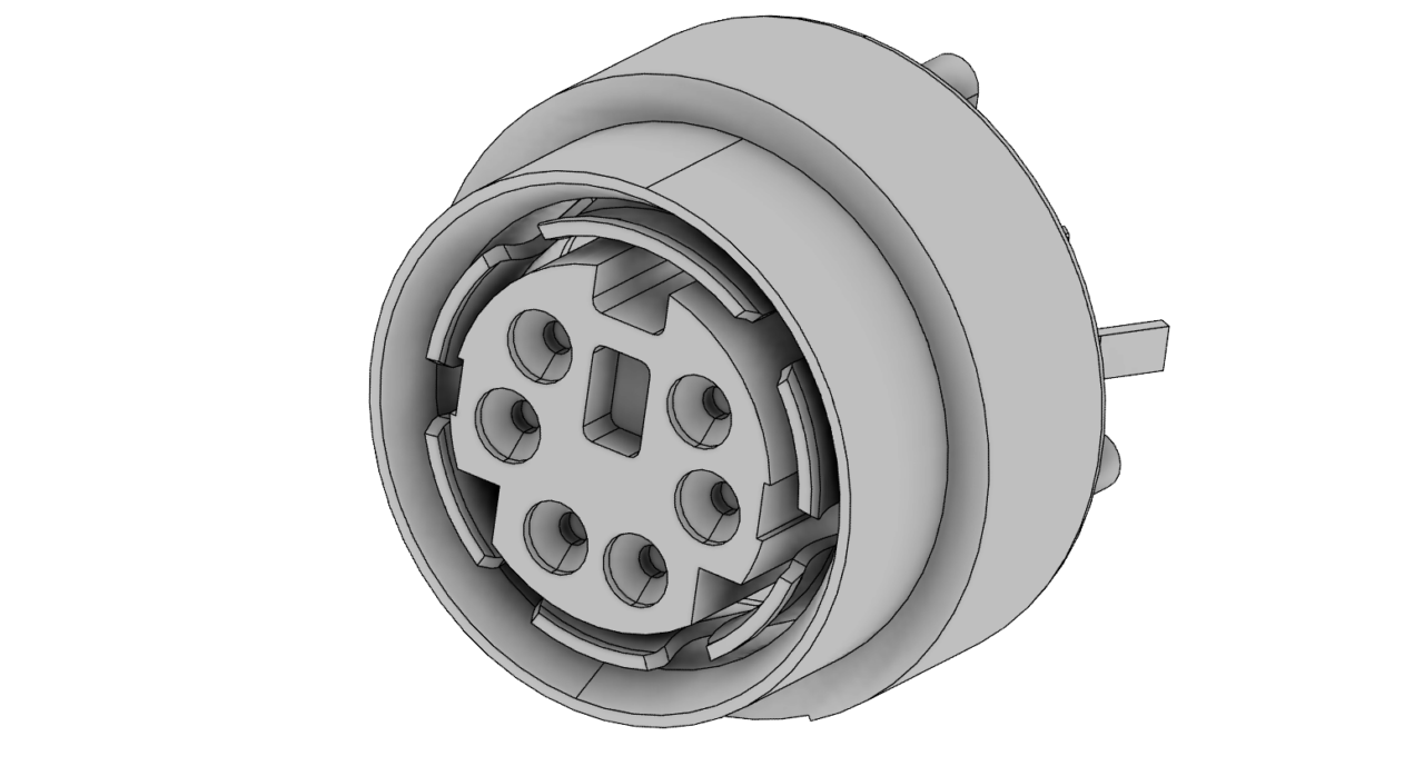 3D модель DIN-разъём 6-контактный, розетка, TE Connectivity с/н 1789868-7-9-5750327-2