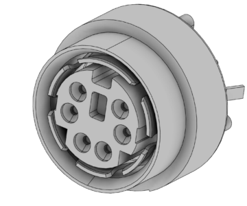3D модель DIN-разъём 6-контактный, розетка, TE Connectivity с/н 1789868-7-9-5750327-2