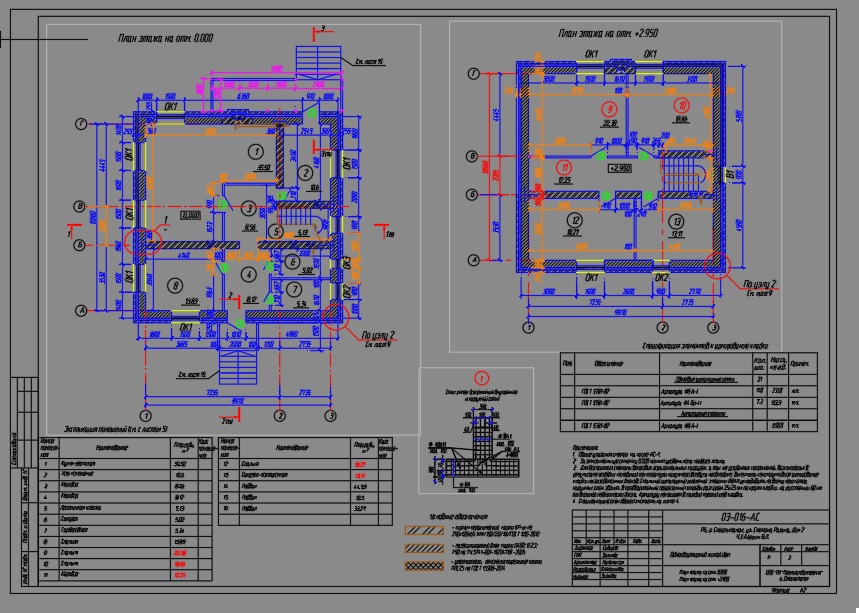 Чертеж Коттедж двухэтажный из газосиликатных блоков 10х10