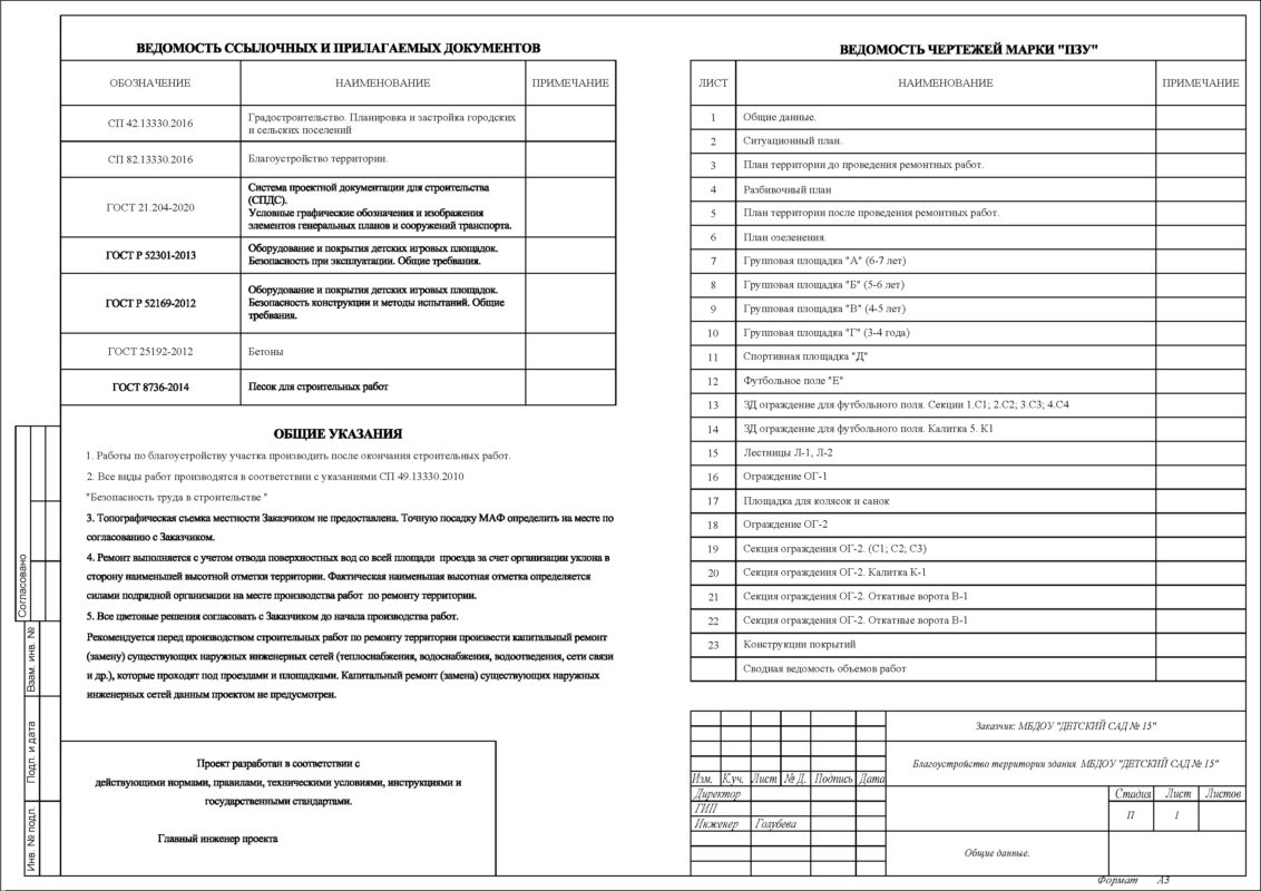 Чертеж Благоустройство территории здания МБДОУ "Детский сад №..."