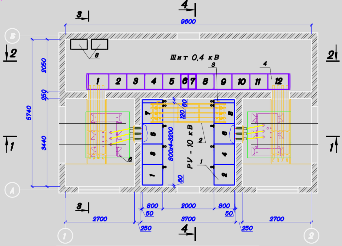 Чертеж Трансформаторная подстанция ТП 10/0,4 кВ