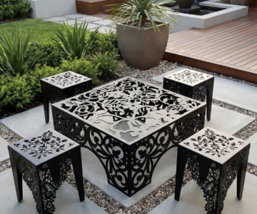 Чертеж Металлический стол и стулья 700x700 2mm