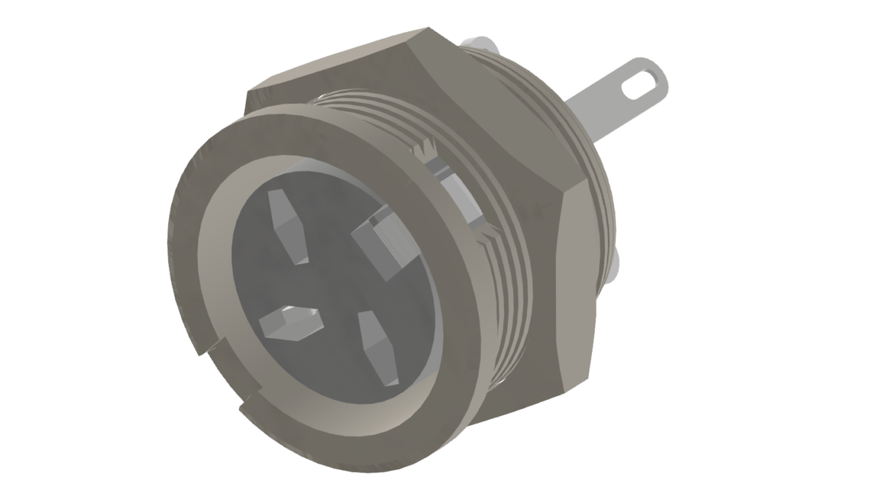 3D модель Разъём круглый панельный 3P-M