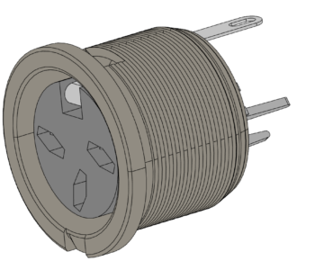 3D модель Разъём электрический круглый, фланцевый, многоконтактный, вилочный РКФ-3М