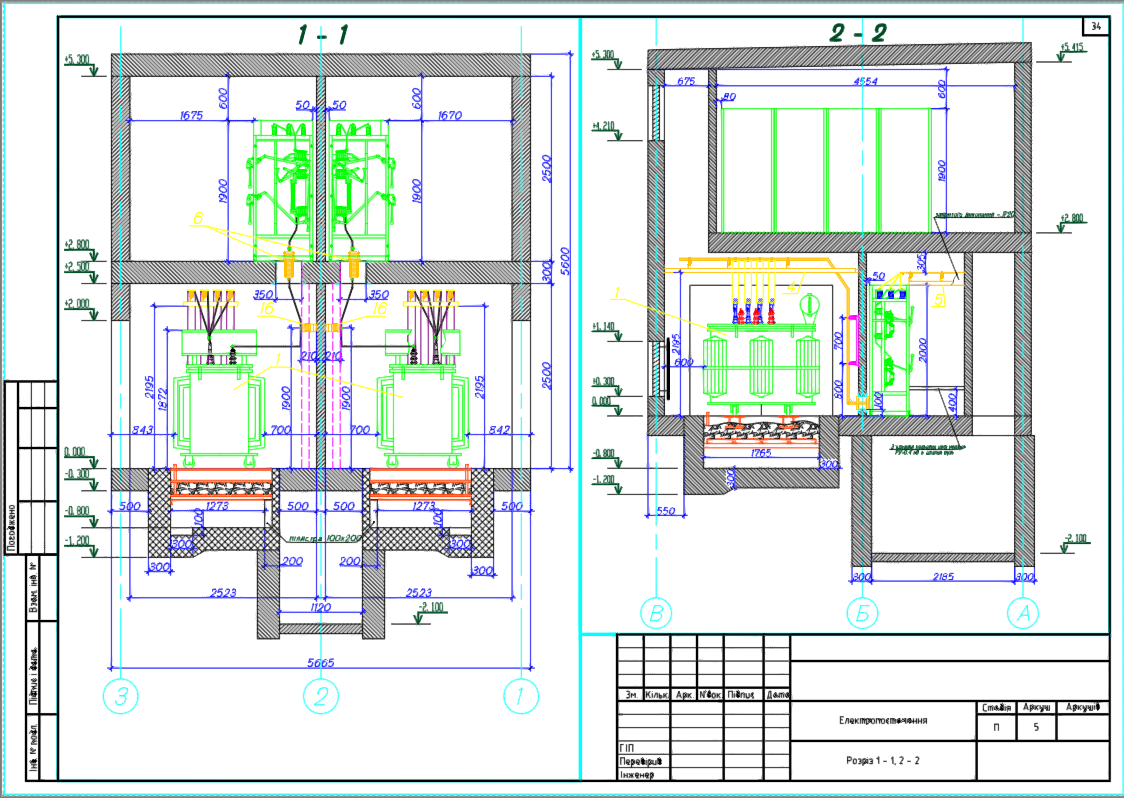 Чертеж Трансформаторная подстанция ТП 10/0,4 кВ