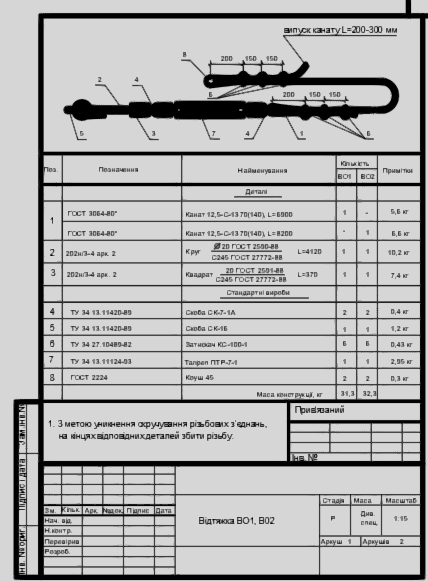 Чертеж Металлические конструкции опор ВЛ типа СВ 95, СВ 105