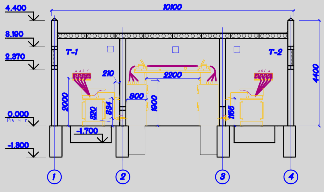 Чертеж Трансформаторная подстанция ТП 10/0,4 кВ