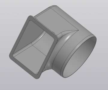 3D модель Переход для кухонной вытяжки с прямоугольного 90х135мм на диаметр 140мм.