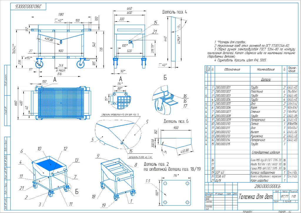 3D модель Тележка для перемещения деталей в цехе