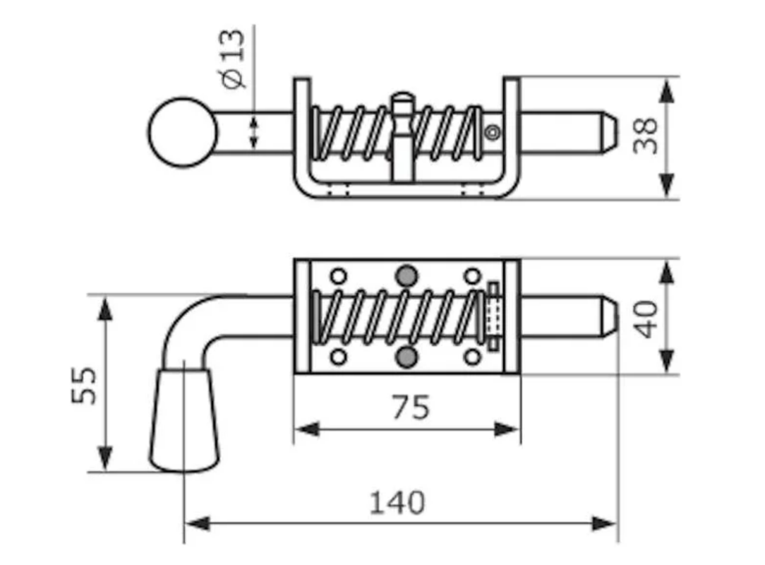 3D модель Засов пружинный DOMART 140мм 170926