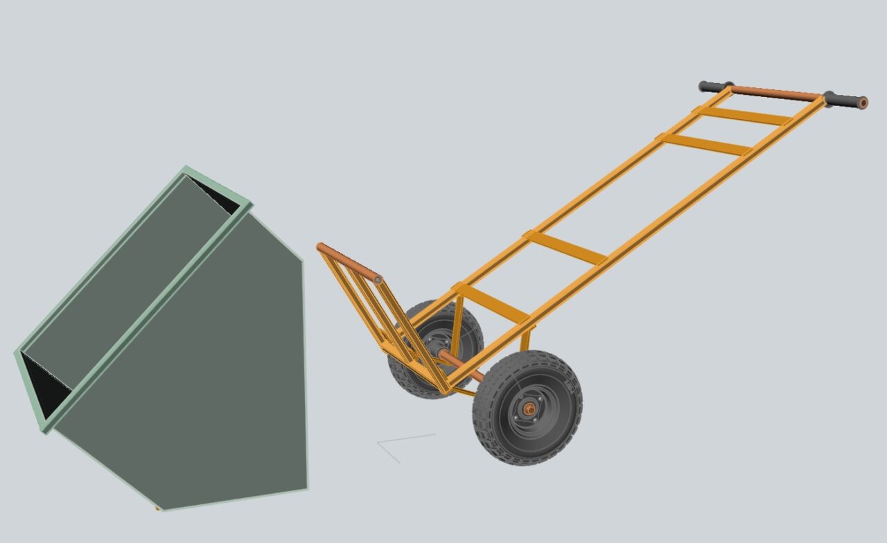 3D модель Садовая тачка самосвальная-тележка транспортировочная