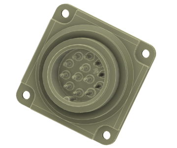 3D модель Разъём электрический круглый, фланцевый, 12-контактный, вилка РКФ-12М