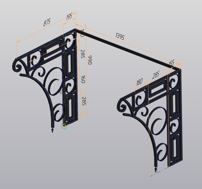 3D модель Навес 875х1395х990 мм