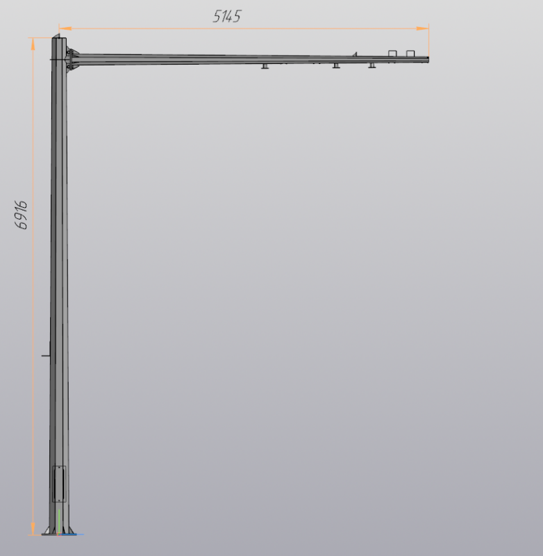 3D модель Модель столба для установки дорожных видеокамер и радаров (2 варианта)