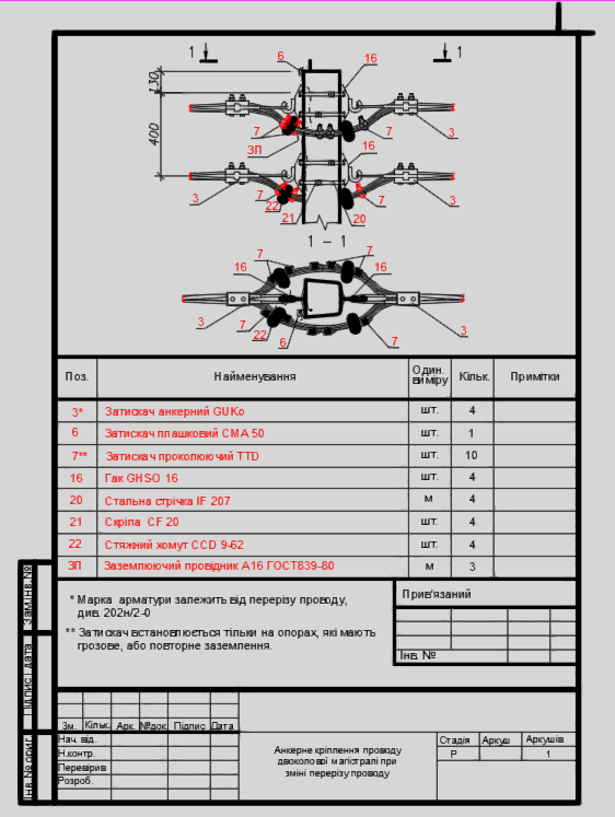 Чертеж Узлы крепления арматуры СИП SICAME