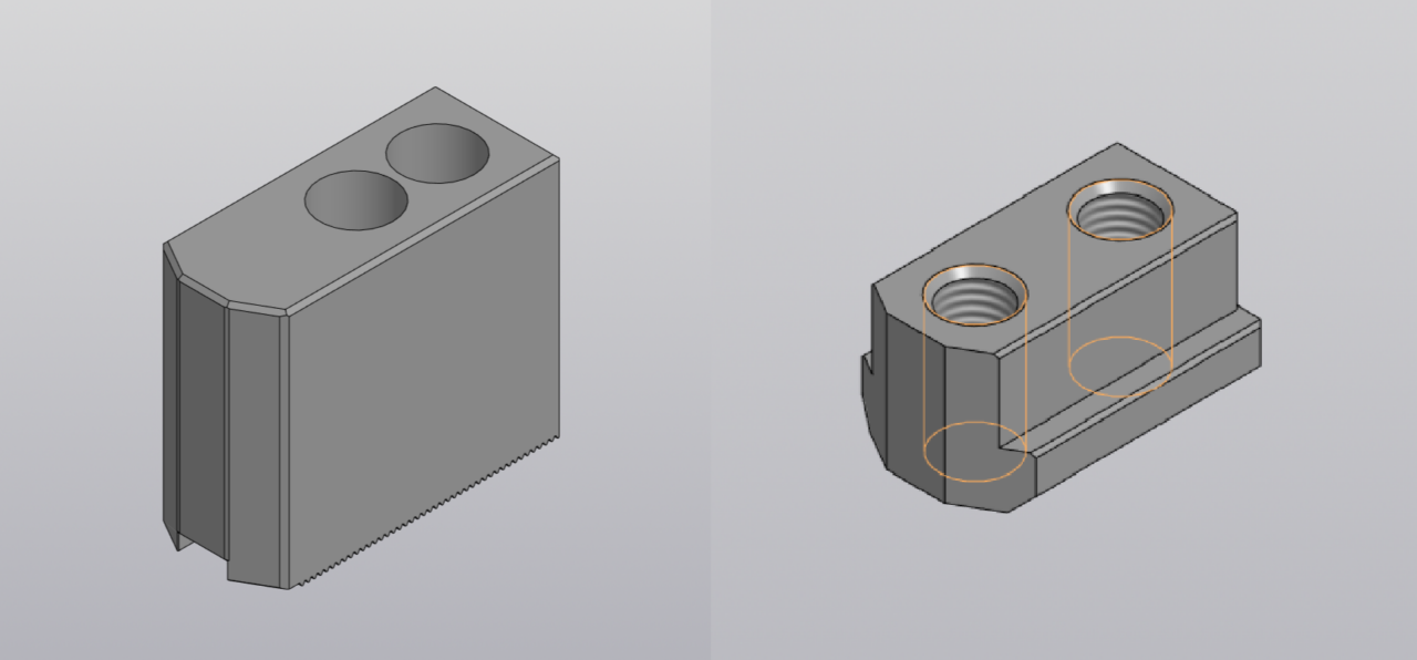 3D модель Комплект Кулачок сырой 6" и сухарь пазовый 6''