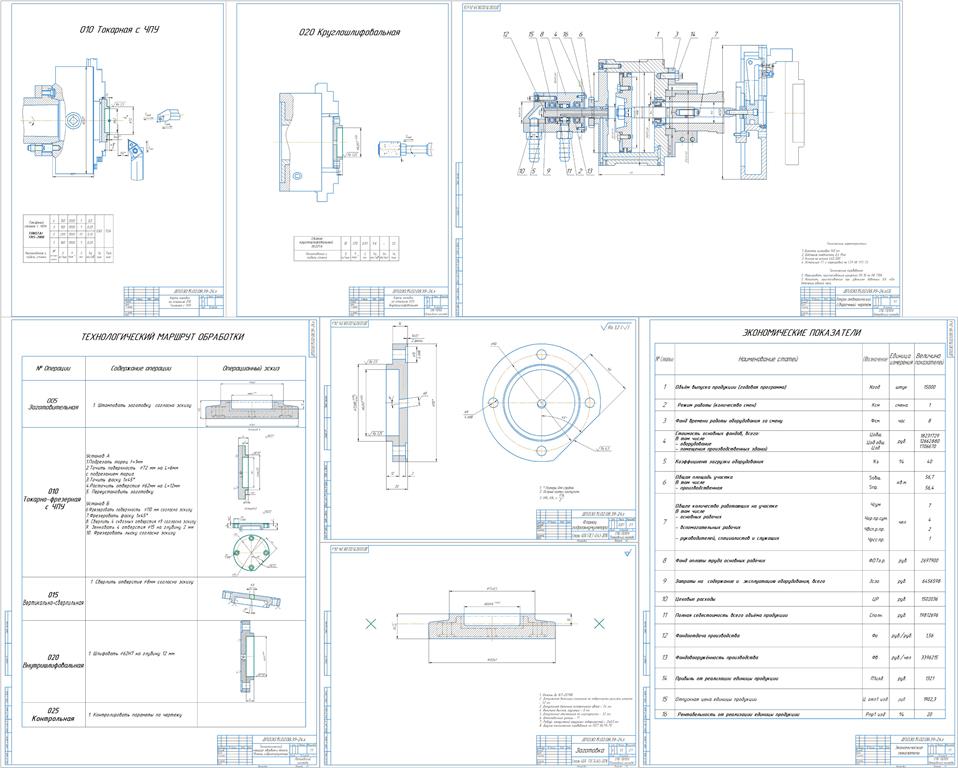 Чертеж Проектирование технологического процесса изготовления детали «Фланец гидроаккумулятора» с разработкой управляющей программы для станка с ЧПУ