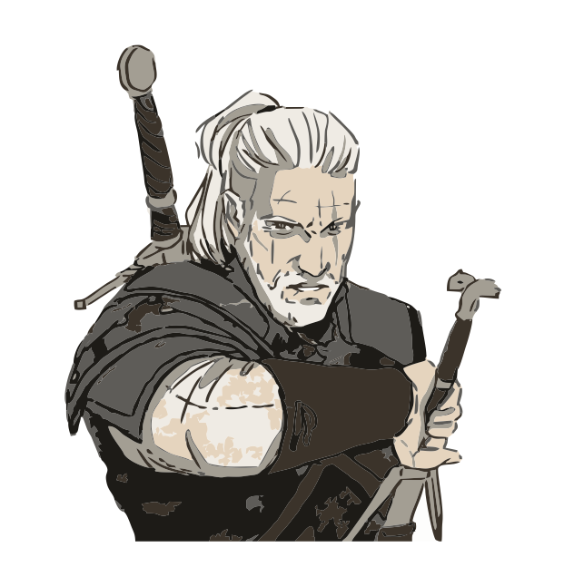 Чертеж DXF для лазерного маркера Геральт из Ривии 100х100мм