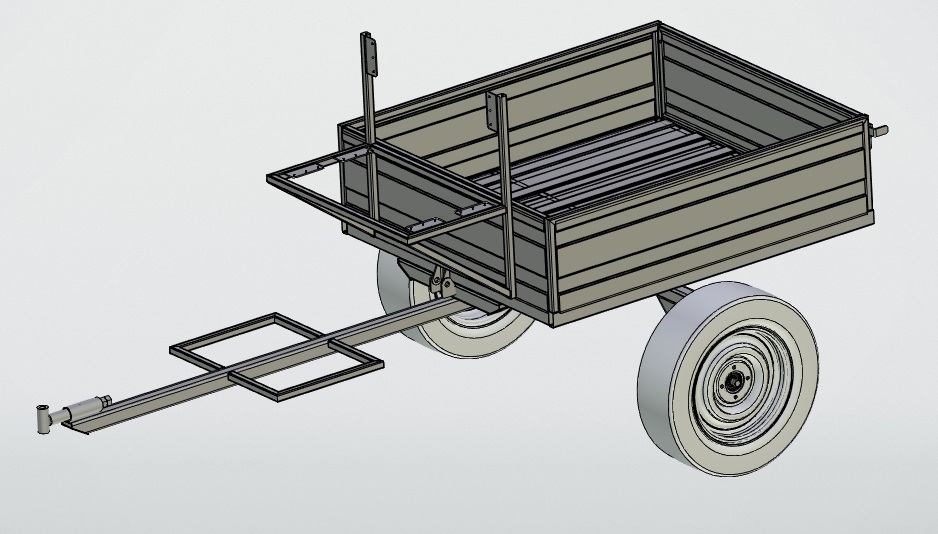 3D модель Прицеп самосвальный для мотоблока