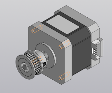 3D модель Шаговый двигатель NANPOSE 17HS4401 + Шкив зубчатый HTD5M с 30 зубьями