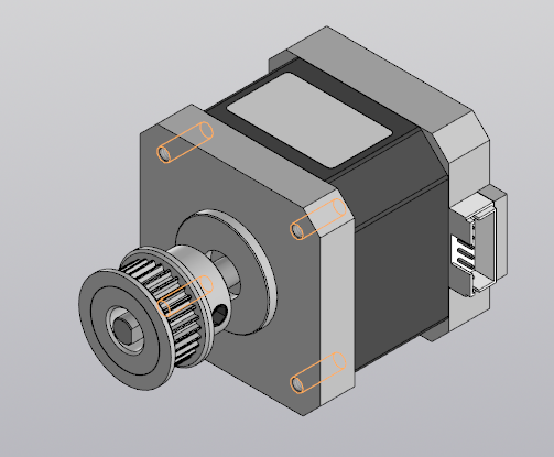 3D модель Шаговый двигатель NANPOSE 17HS4401 + Шкив зубчатый HTD5M с 30 зубьями