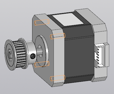 3D модель Шаговый двигатель NANPOSE 17HS4401 + Шкив зубчатый HTD5M с 30 зубьями
