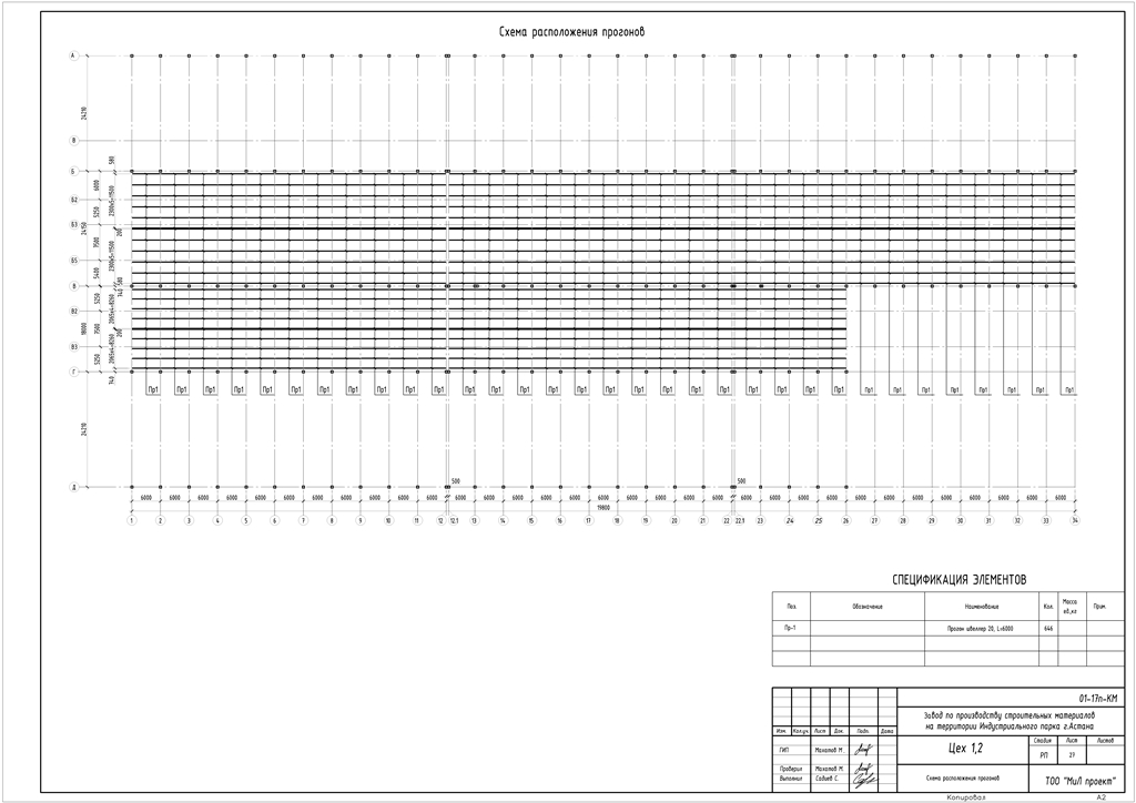 Чертеж КМ цеха по производству строительных материалов г.Астаны