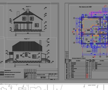 Чертеж Коттедж двухэтажный из газосиликатных блоков 10х10